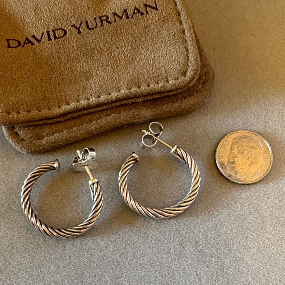 David Yurman Silver Hoop Earrings - Picture 2 of 2